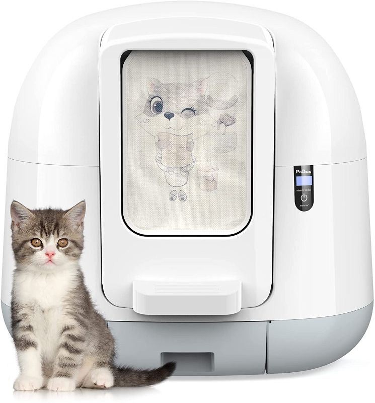 Photo 1 of ***PREVIOUSLY USED. ***
Pet Daddy Self Cleaning Cat Litter Box, Automatic Fully Enclosed Cat Toilet with Anti-Pinch Sensor, Easy to Clean by One-Button, Waterproof Hood Automatic Cat Litter Box for Cats Below 18lbs
