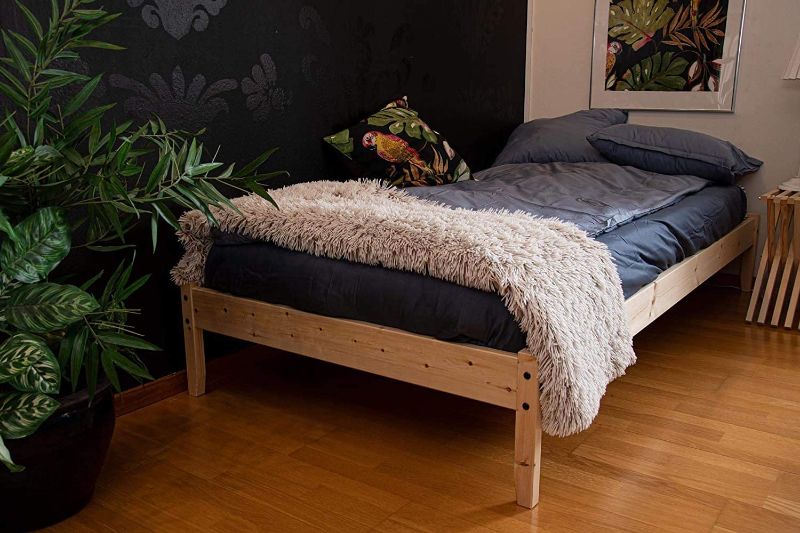 Photo 1 of **MISSING HARDWARE**
Springfield Wood Platform Bed Frame / Wooden Slates / 39x75 / Easy Assembly, Twin, Pine
