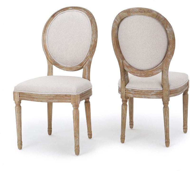 Photo 1 of **HARDWARE MISSING**
Christopher Knight Home Phinnaeus Beige Fabric Dining Chair (Set of 2), 2-Pcs Set
