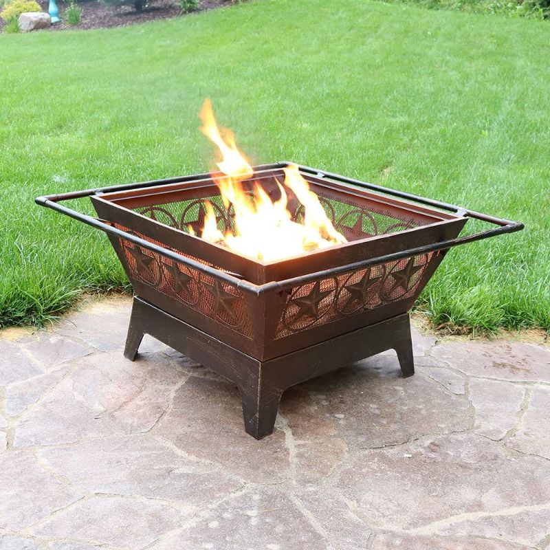 Photo 1 of **DAMAGE TO SIDE OF FIRE PIT, HARDWARE MISSING**
Sunnydaze Northern Galaxy Heavy-Duty Fire Pit - 32 Inch Steel Large Square Wood Burning Patio or Backyard Firepit - Weighs 30 Pounds - Cooking Grill Grate, Spark Screen, and Fireplace Poker Included
