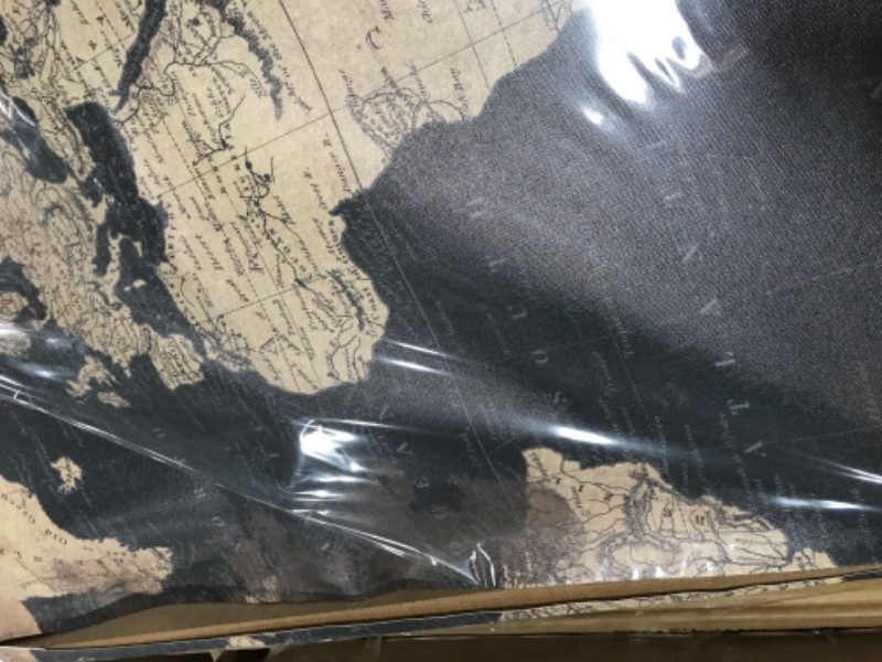 Photo 1 of **DAMAGE TO ONE CANVAS REFER TO PHOTO** ACTUAL SET IS DIFFERENT FROM STOCK PHOTO
Vintage World Map Canvas Wall Art Retro Map of The World Canvas Prints Framed and Stretched for Living Room Ready to Hang 12''x16'' 3 Piece
