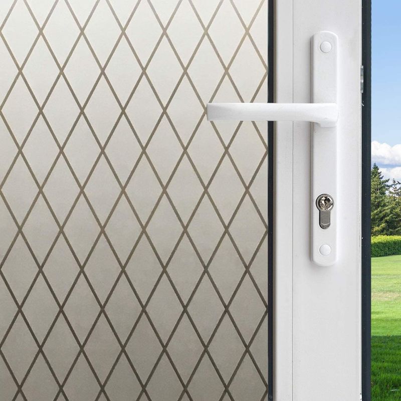 Photo 1 of Gila 50188238 Frosted Lattice Decorative Privacy Control Static Cling 36 x 78-INCH (3 6.5 ft.) Window Film, 36" x
