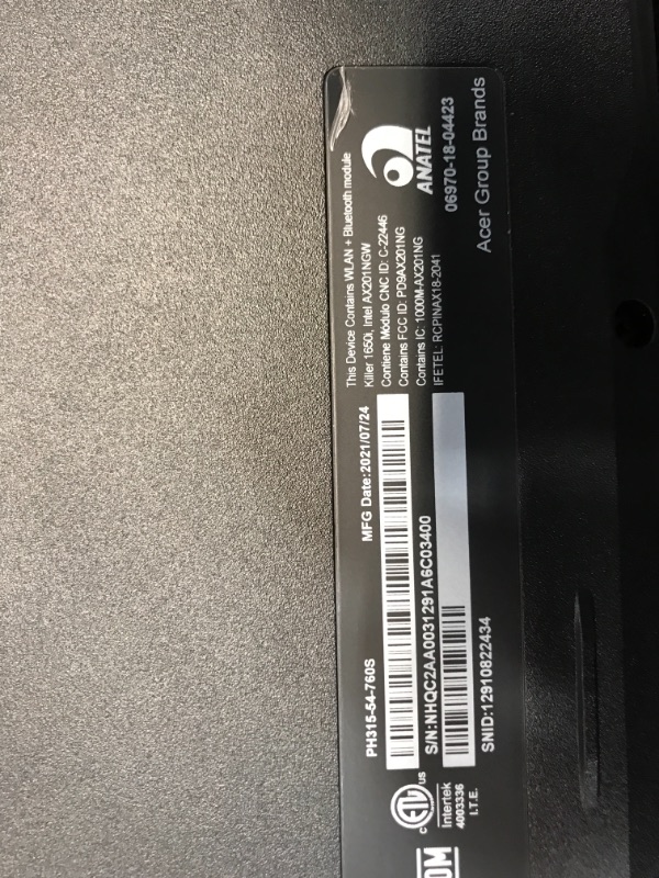 Photo 5 of ***LAPTOP WAS PREVIOUSLY USED, ALL PARTS INCLUDED***
**LAPTOP HAS A TOTAL OF 11 SCREWS LOCATED ON THE BOTTOM, ALL INTACT***
Acer Predator Helios 300 PH315-54-760S Gaming Laptop | Intel i7-11800H | NVIDIA GeForce RTX 3060 Laptop GPU | 15.6" Full HD 144Hz 3