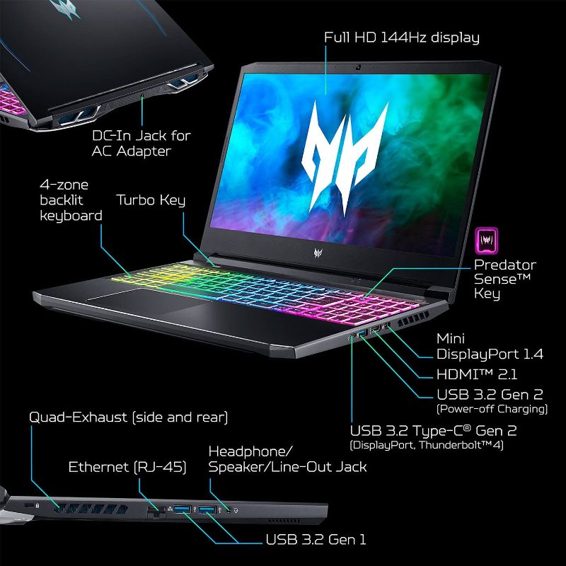 Photo 1 of ***LAPTOP WAS PREVIOUSLY USED, ALL PARTS INCLUDED***
**LAPTOP HAS A TOTAL OF 11 SCREWS LOCATED ON THE BOTTOM, ALL INTACT***
Acer Predator Helios 300 PH315-54-760S Gaming Laptop | Intel i7-11800H | NVIDIA GeForce RTX 3060 Laptop GPU | 15.6" Full HD 144Hz 3