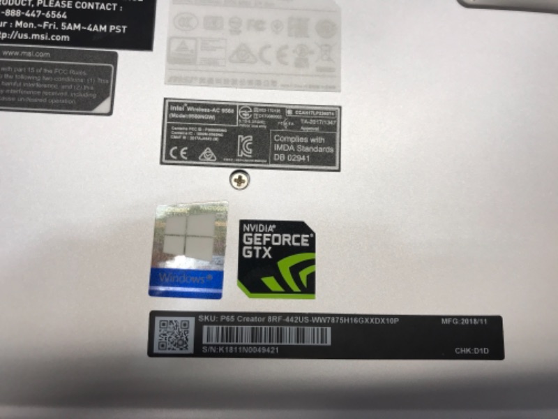 Photo 1 of ***PARTS ONLY*****
**LAPTOP SCREEN DOES NOT POWER UP, STAYS COMPLETLY DARK, NO IMAGE****
LAPTOP KEYS DO LIGHT UP
MSI P65 Creator 8RF-442 15.6" Professional Laptop - Intel Core i7-8750H, GTX1070, 16GB DDR4, 256GB NVMe SSD, Win 10 PRO

