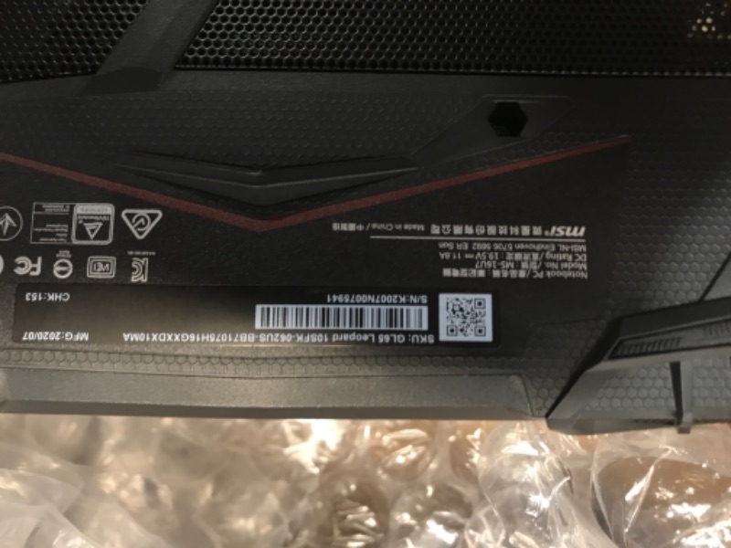 Photo 7 of **USED, NO PAMPHLETS, OR ORIGINAL PACKAGE** BOTTOM OF LAPTOP HAS 12 SCREWS  ATTACHED**
MSI GF65 Gaming Laptop: 15.6" 144Hz FHD 1080p, Intel Core i7-10750H 6 Core, NVIDIA GeForce RTX 3060, 16GB, 512GB NVMe SSD, WiFi 6, Red Keyboard, Win 10, Black (10UE-047