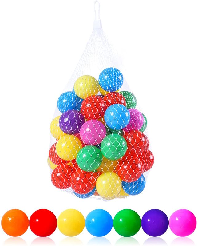 Photo 1 of PlayMaty Colorful Ball Pool Pit Balls - Phthalate Free BPA Free Plastic Ocean Balls for Kids Swim Pit Fun Toys for Playhouse Play Tent Playpen Pool
