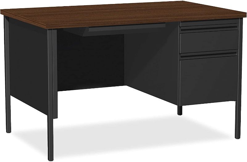 Photo 1 of Lorell Fortress Right Single-Pedestal Desk, 48 by 30 by 29-1/2-Inch, Black Walnut
