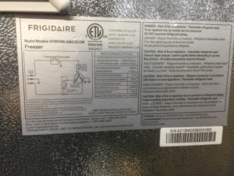 Photo 6 of Frigidaire EFRF696-AMZ Upright Freezer 6.5 cu ft Stainless Platinum Design Series