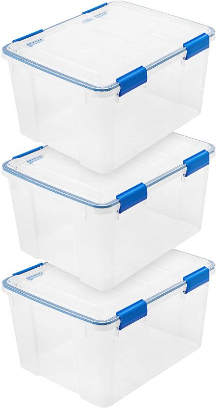 Photo 1 of **INCOMPLETE**IRIS USA 30 Quart Weathertight Plastic Storage Bin Tote Organizing Container with Durable Lid and Seal and Secure Latching Buckles
