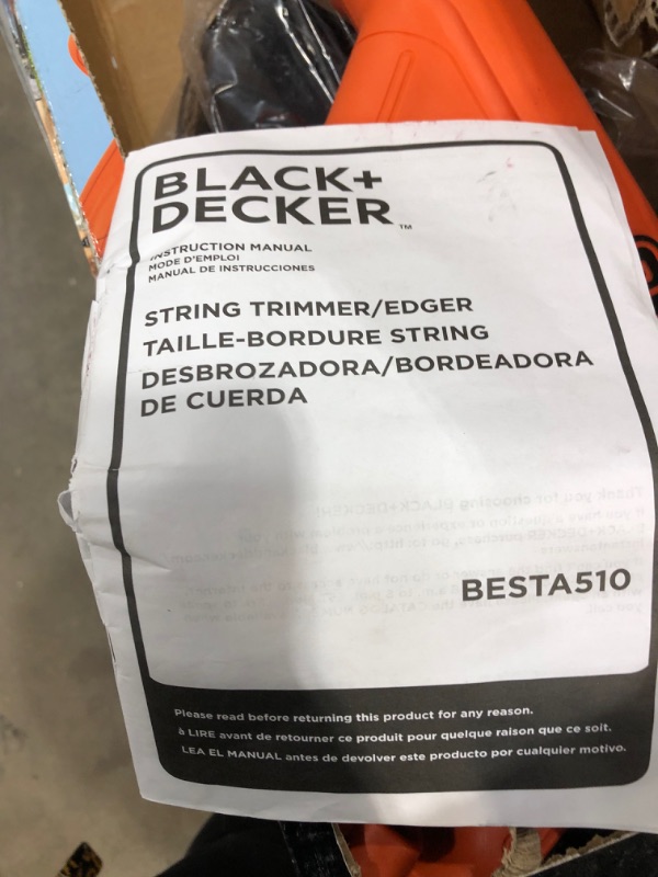 Photo 1 of BLACK+DECKER String Trimmer with Trimmer Line, 30-Foot, 0.065-Inch, 3-Pack (BESTA510 & AF-100-3ZP)
