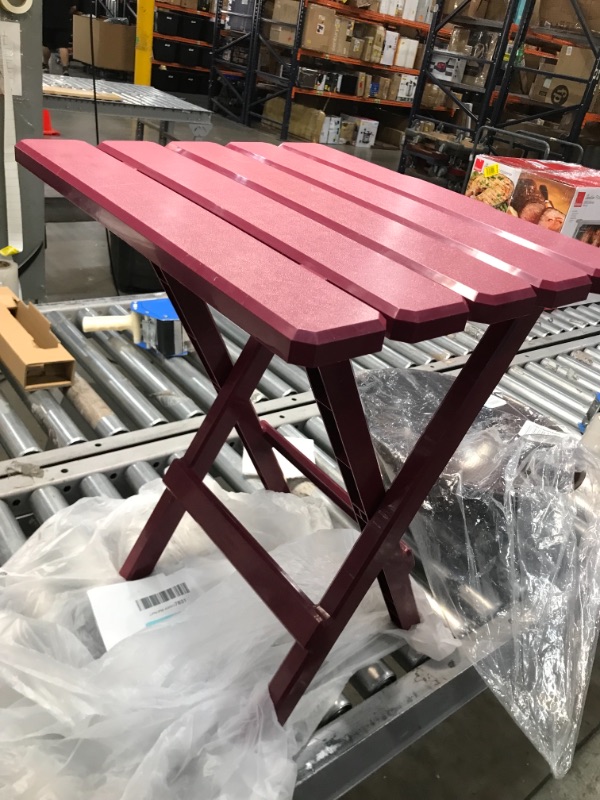 Photo 2 of Camco Large Adirondack Portable Outdoor Folding Side Table - Perfect for The Beach, Camping, Picnics, Cookouts and More - Weatherproof and Rust Resistant - Red (21040)
