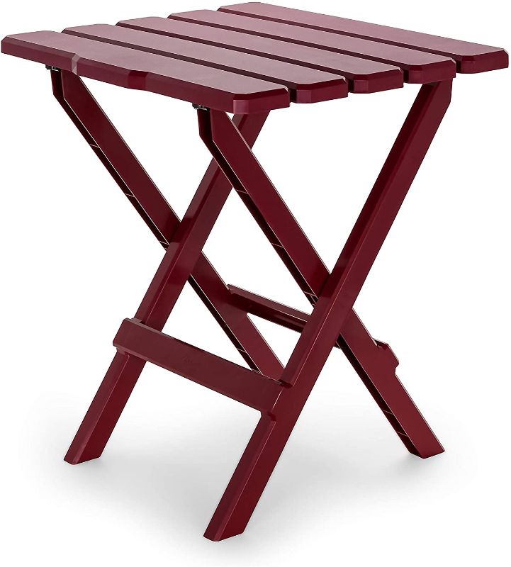 Photo 1 of Camco Large Adirondack Portable Outdoor Folding Side Table - Perfect for The Beach, Camping, Picnics, Cookouts and More - Weatherproof and Rust Resistant - Red (21040)
