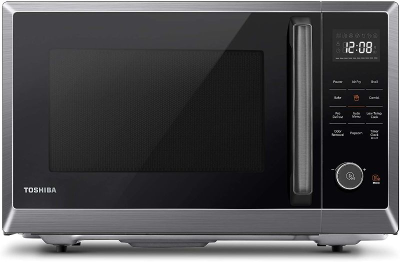 Photo 1 of Toshiba ML2-EC10SA(BS) Multifunctional Microwave Oven with Healthy Air Fry, Convection Cooking, Position Memory Turntable, Easy-Clean Interior and ECO Mode, 1.0 Cu.ft, Black Stainless Steel
