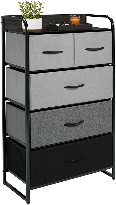 Photo 1 of ***PARTS ONLY*** mDesign Tall Dresser Storage Chest - Vanity Furniture Cabinet Tower Unit for Bedroom, Office, and Closet - Textured Print - 5 Removable Drawers - Gray/Multi-Color/Black
