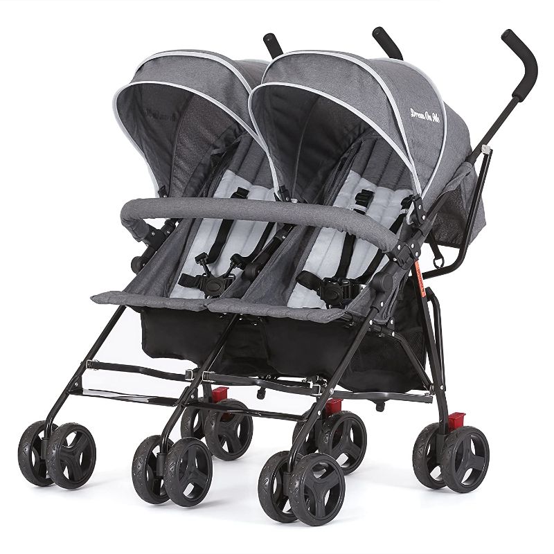 Photo 1 of Dream On Me Volgo Twin Umbrella Stroller, Dark/Light Grey
