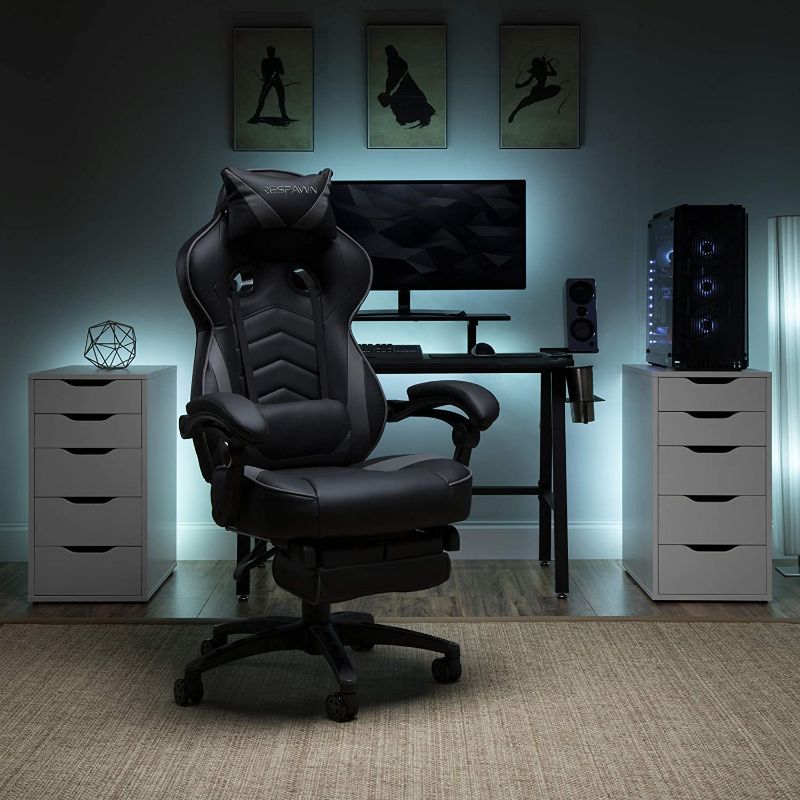 Photo 1 of RESPAWN RSP-110 Racing Style Gaming, Reclining Ergonomic Chair with Footrest, Gray
