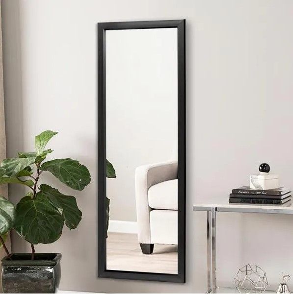 Photo 1 of 43 in. x 16 in. Rectangle Classic Black Hooks Wall Mirror
