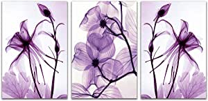 Photo 1 of 3 Piece Rose Wall Art Dark Red Petal Floral Paint Print on Canvas Modern Flower Home Decoration for Living Room Bedroom Kitchen Bathroom Frame Artwork Wall Décor Photo 16x24 Inches for Couples (2-Pack)