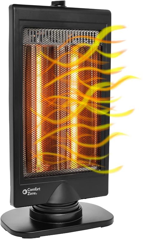 Photo 1 of 
Comfort Zone CZHTV9 Oscillating Electric Halogen Radiant Heater with Slimline Flat Panel Design, Black