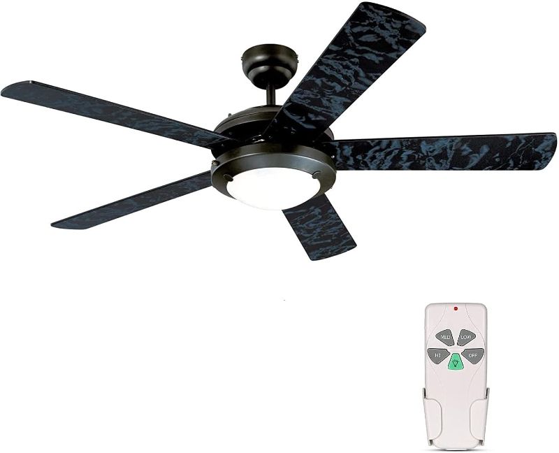 Photo 1 of 52 Inch Modern Style Indoor Ceiling Fan with Dimmable Light Kit and Remote Control, Reversible Blades and Motor, ETL Listed 110V Ceiling Fans for Living Room, Bedroom, Basement, Kitchen, Matte Black
