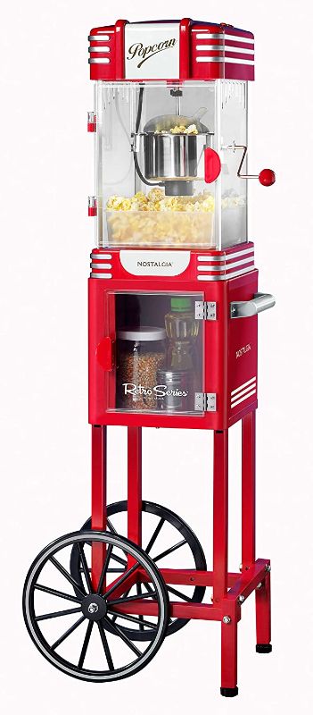 Photo 1 of ***PARTS ONLY*** Nostalgia PC530CTRR 2.5 oz Retro Popcorn & Concession Cart, 45" Tall, Makes 10 Cups, with Kernel & Oil Measuring Spoons, 11" Wheels for Easy Mobility, Retro Red
