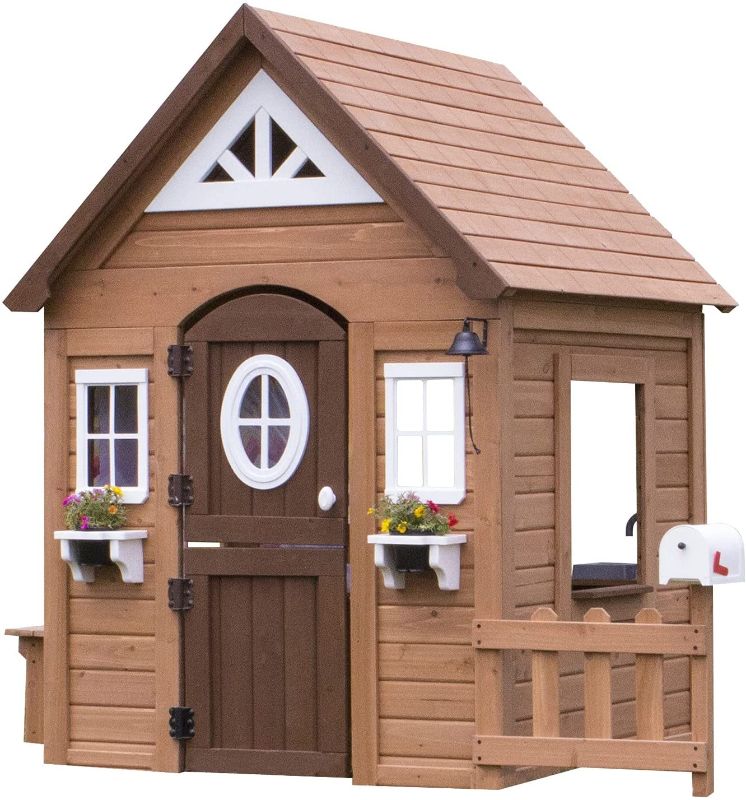 Photo 1 of Backyard Discovery Aspen All Cedar Outdoor Wooden Playhouse 51.18 x 78.74 x 66.93 inches

