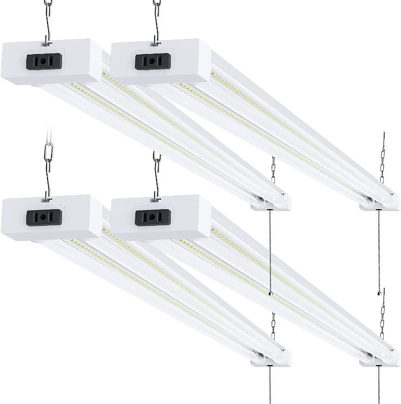 Photo 1 of SUNCO 4 PACK - ENERGY STAR, ETL - 4ft 40W LED Utility Shop Light, 4100lm 120W Equivalent, Double Integrated LED Fixture, 5000K Daylight Ceiling Light, Garage/Basement/Workshop, Linkable, Frosted **TESTED AND FUNCTIONS**