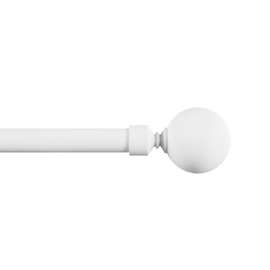 Photo 1 of 48 in. - 84 in. Telescoping 3/4 in. Single Curtain Rod in White with Decorative Ball Finial