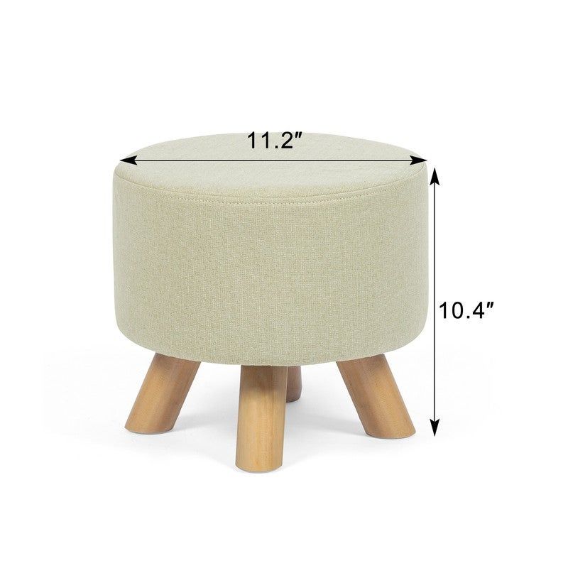 Photo 1 of Adeco Modern Round Ottoman Home Footrest Stool/ Linen Fabric Seat Pouf
