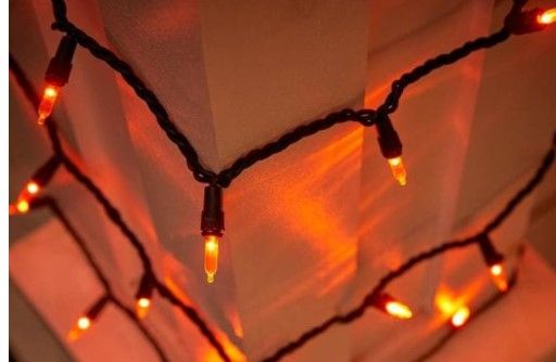 Photo 1 of 29 ft. 6 in. 100-Count Smooth LED Mini Orange Halloween String-Lights and 29 ft. 6 in. 100-Count Smooth LED Mini Purple Halloween String Lights