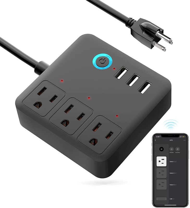 Photo 2 of Diaotec Smart Plug Power Strip WiFi Surge Protector APP Control with 3 AC Outlets(1200W/10A) 3 USB Ports 5ft/1.5m Smart Extension Cord Works with Alexa &...