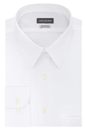 Photo 1 of Van Heusen Men's Dress Shirt Regular Fit Poplin Solid