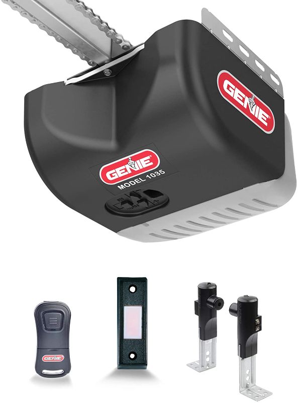 Photo 1 of 
Genie Chain Drive 500 Garage Door Opener - Heavy Duty, Reliable Chain Drive - Includes 1 Pre-Programmed Garage Door Opener Remote, Lighted Wall Button,...
Style:Chain 500
Pattern Name:Garage Door Opener