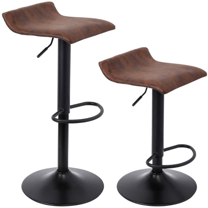 Photo 1 of 
SUPERJARE Adjustable Bar Stools Set of 2, Rustic Swivel Barstools with Back, Modern Counter Height Chairs for Pub Kitchen, Retro Brown