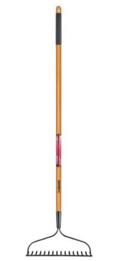 Photo 1 of 16-Tines Long Wood Handle Garden Bow Rake with Grip

