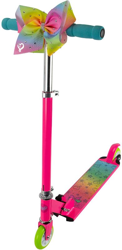 Photo 1 of 
PlayWheels JoJo Siwa 2-Wheel Aluminum Folding Kids Scooter, Pink
Size:PlayWheels Jojo Siwa 2-Wheel Aluminum Scooter
Color:Pink