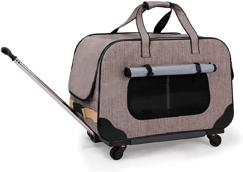 Photo 1 of 
ELEGX Pet Rolling Carrier with Detachable Wheels Travel Rolling Carrier for Small & Medium Dogs/Cats up to 33 Pounds, Collapsible and Breathable
Color:4-Grey