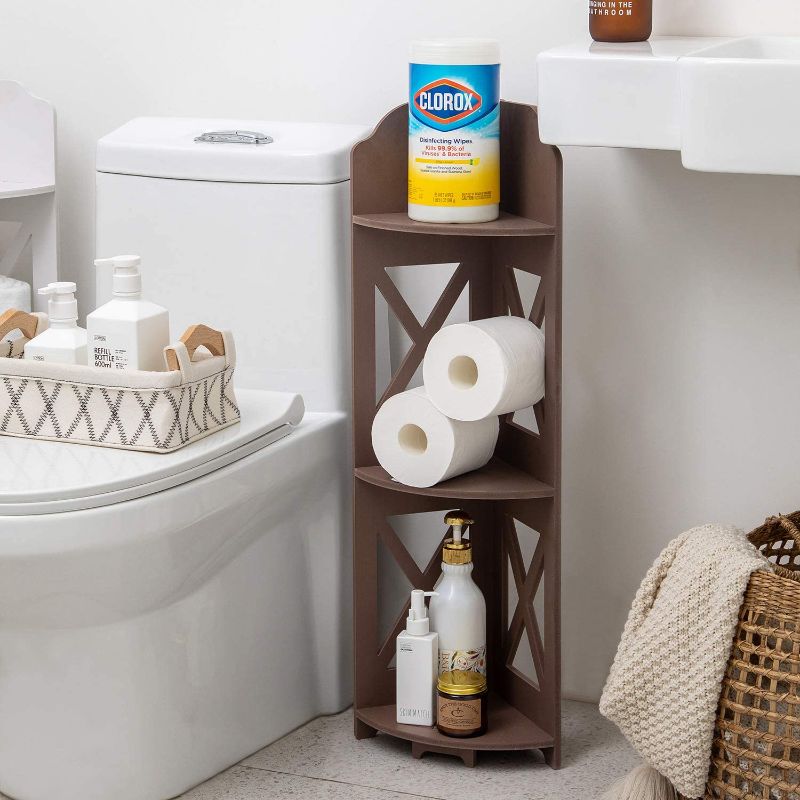 Photo 1 of 
Corner Shelves,Corner Shelf Stand Perfect for Bathroom Storage in Tight Space,Bathgroom Corner Shelf Fit for a Toilet Closet,Small Corner Shelf Match Any...
Size:Small
Color:Brown