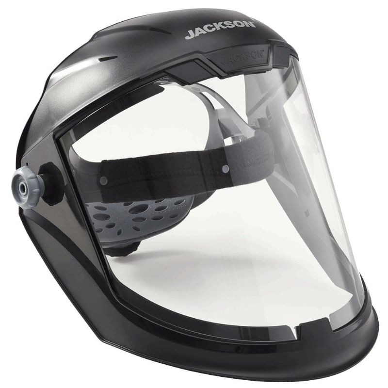 Photo 1 of 
Jackson Safety MAXVIEW Face Shield, Ratcheting, Clear Tint, Anti-Fog, Black, 14201 (Remove Protective Film from Face Shields Before Use)
Size:Ratcheting Headgear
Style:Anti-fog