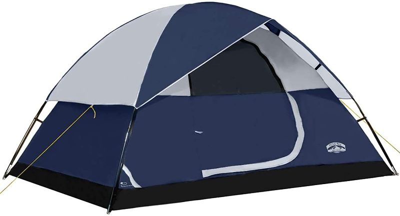 Photo 1 of 
Pacific Pass 4 Person Family Dome Tent with Removable Rain Fly, Easy Set Up for Camp Backpacking Hiking Outdoor, 108.3 x 82.7 x 59.8 inches, Navy Blue
Color:Navy Blue
Style:4 Person