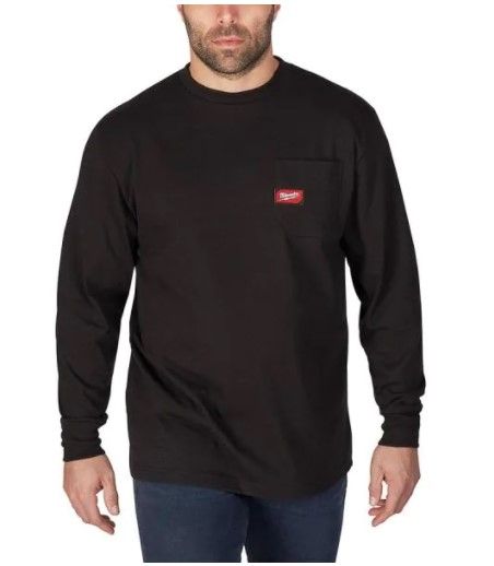 Photo 1 of Milwaukee
Men's 3X-Large Black Heavy-Duty Cotton/Polyester Long-Sleeve Pocket T-Shirt