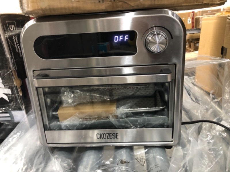 Photo 2 of **SMALL DENTS ON OVEN FRAME**
8-In-1 Compact Toaster Oven Air Fryer, 6-Slice Convection Oven Countertop with 6 Rapid Infrared Heating, 1250W Dehydrator, Digit Time/Temp Control, Small Footprint, Oilless Roast-Grill-Bake, Recipes
