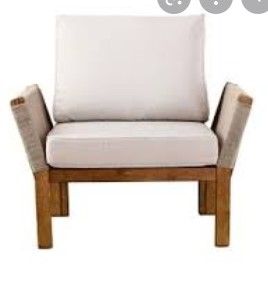 Photo 1 of **DAMAGED, BROKEN IN SEVERAL PLACES**
WHITE/ BROWN CONTEMPORARY OUTDOOR CHAIR
