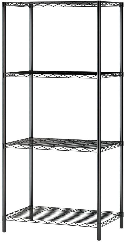 Photo 1 of **USED, MISSING SOME POLES**
JEROAL 4-Tier Wire Shelving, Metal Wire Shelf Storage Rack, Durable Organizer Unit Perfect for Kitchen Garage Pantry Organization in Black, 21" Wx14 Dx46.5 H
