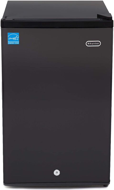 Photo 1 of ***TOP OF FRIDGE IS DAMAGED***
Whynter Black CUF-301BK 3.0 cu. ft. Energy Star Upright Freezer with Lock & RCA RFR321-B-Black-COM RFR321 Mini Refrigerator, 3.2 Cu Ft Fridge, Black, CU.FT
