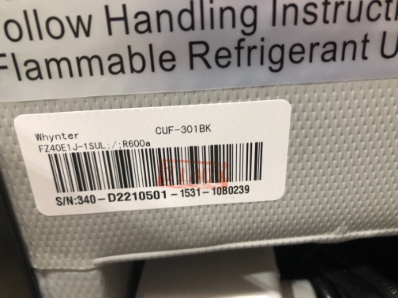 Photo 2 of ***TOP OF FRIDGE IS DAMAGED***
Whynter Black CUF-301BK 3.0 cu. ft. Energy Star Upright Freezer with Lock & RCA RFR321-B-Black-COM RFR321 Mini Refrigerator, 3.2 Cu Ft Fridge, Black, CU.FT
