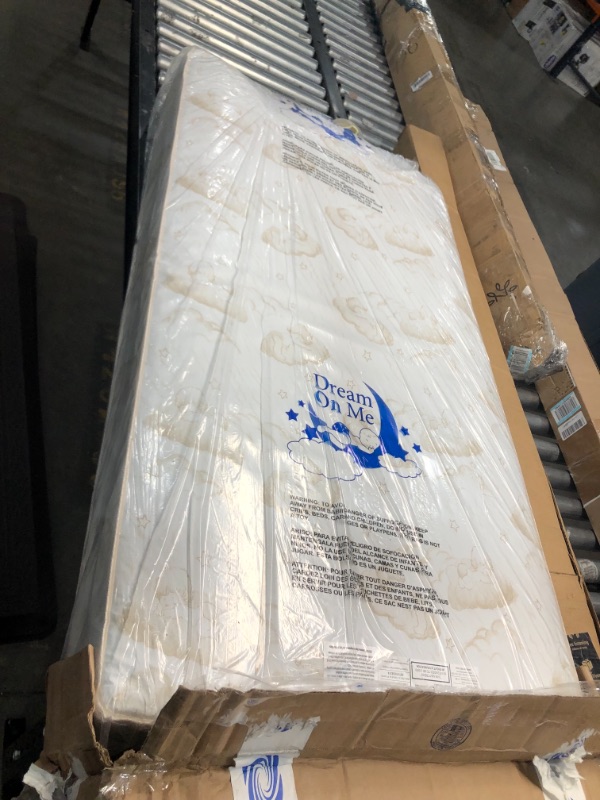 Photo 3 of **MATTRESS HAS A CUT EDGE OF MATTRESS**
Dream On Me Twilight 5” 80 Coil Inner Spring Crib and Toddler Mattress I Greenguard Gold Certified I JPMA Certified
