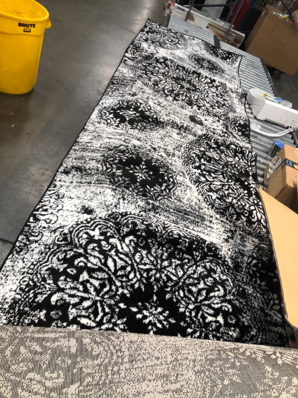 Photo 2 of **USED**
Unique Loom Sofia Collection Area Traditional Vintage Rug, French Inspired Perfect for All Home Décor, 3' 3 x 19' 8 Runner, Black/Ivory
