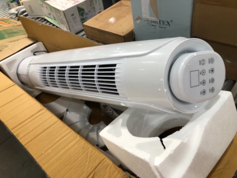 Photo 2 of **DAMAGED, DOES NOT FUNCTION** PARTS ONLY**
COSTWAY Evaporative Cooler, Include Remote Control, 4 Ice Packs, Portable Bladeless Tower Fan with 3 Modes, 3 Speeds, 9H Timer, LED Display, Air Cooler for Indoor Use, Bedroom, White
